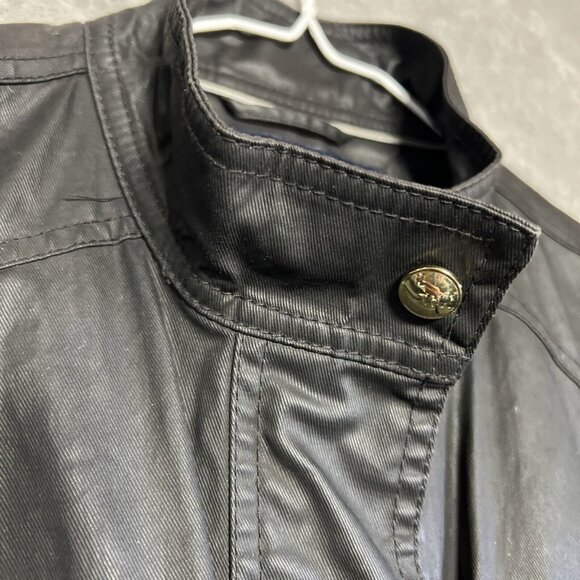 Tommy Hilfiger Waxed Utility Jacket Women's Blk Large With Gold Snaps & Zipper - Picture 8 of 13